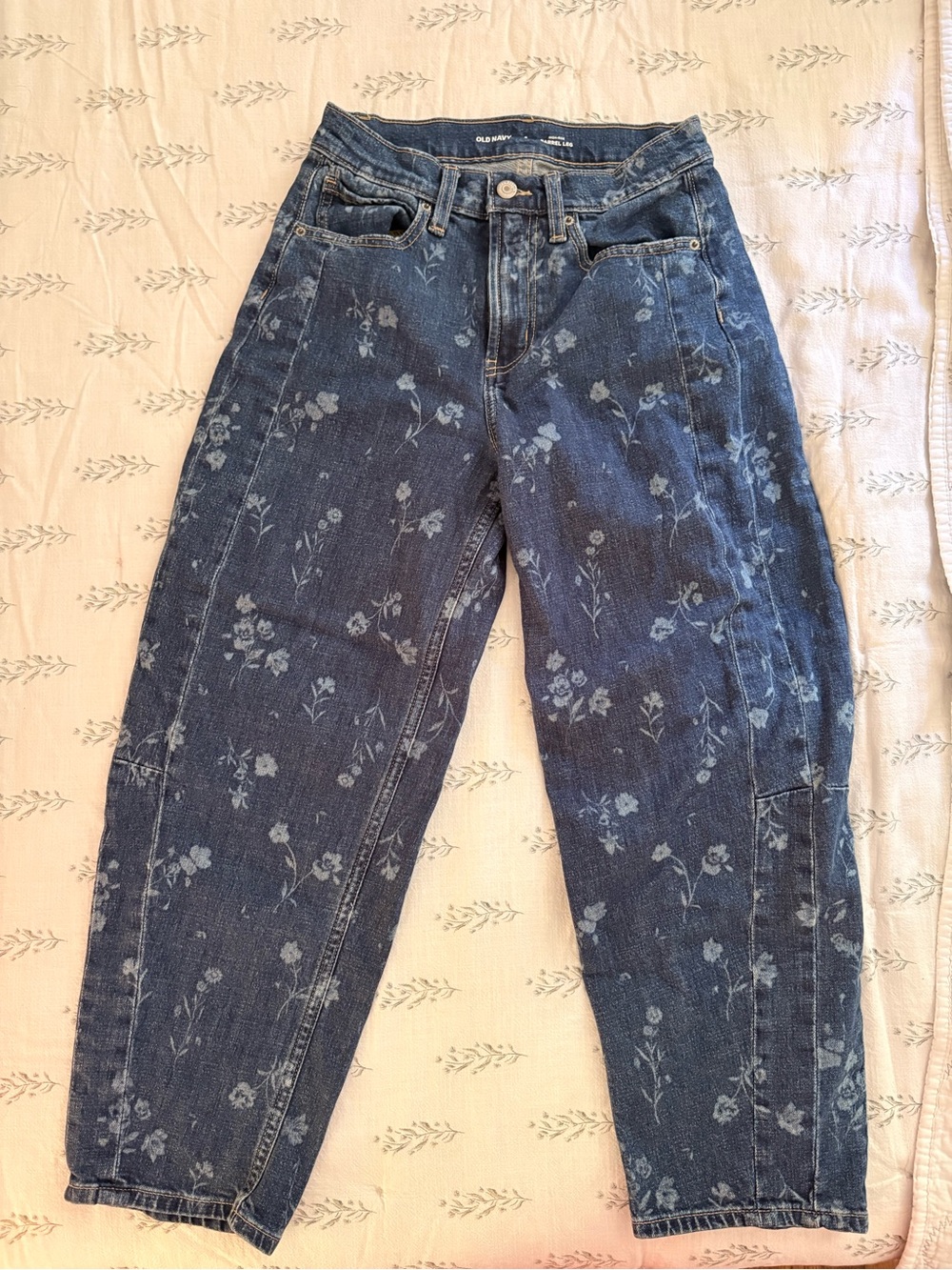 Blue Floral Boyfriend Jeans